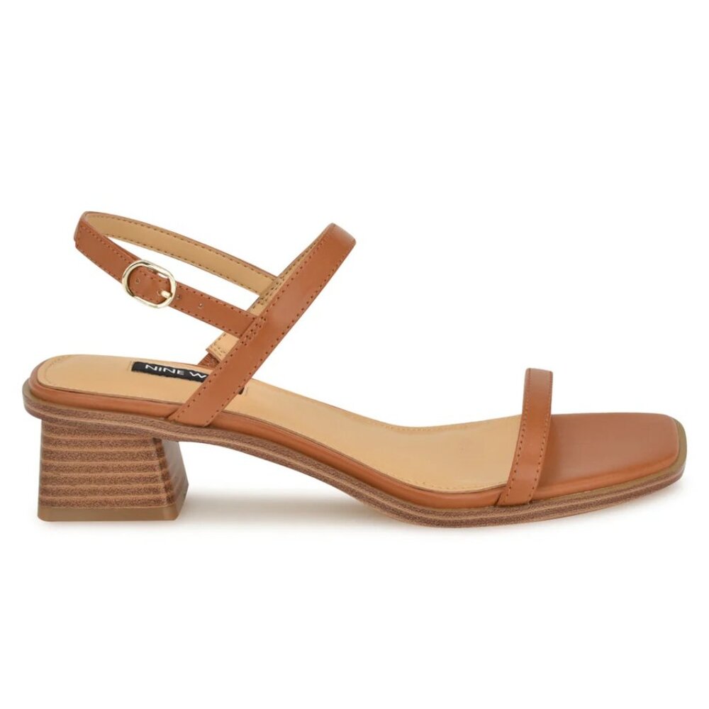 Nine West Purdy Tan Block Heel Sandals 10M New